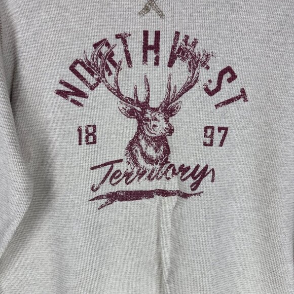 Northwest Men's T Shirt XLT, Beige, Thermal Waffle Knit, Long Sleeve Crewneck - Picture 3 of 9